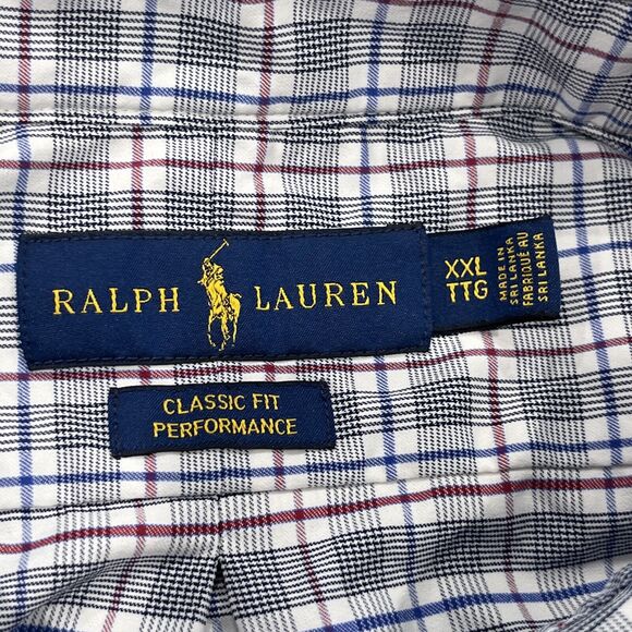 Polo Ralph Lauren Shirt Mens XXL White Plaid Button Up Performance Stretch Pony - Picture 1 of 12